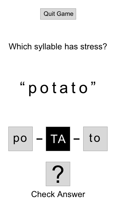 Stress Input Screen from Syllables InVision Prototype